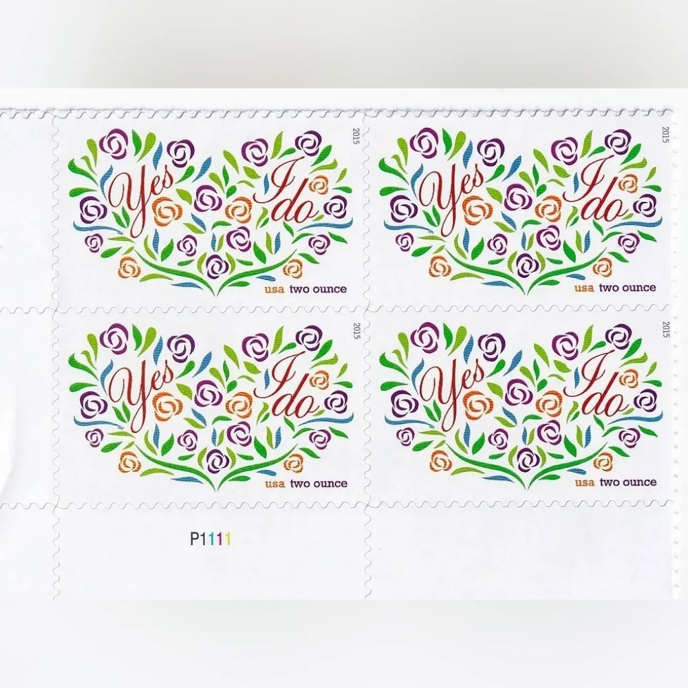 100 Yes I Do 2015 Heart 2 Ounce Wedding Invitation Forever Postage‎ Stamps USPS